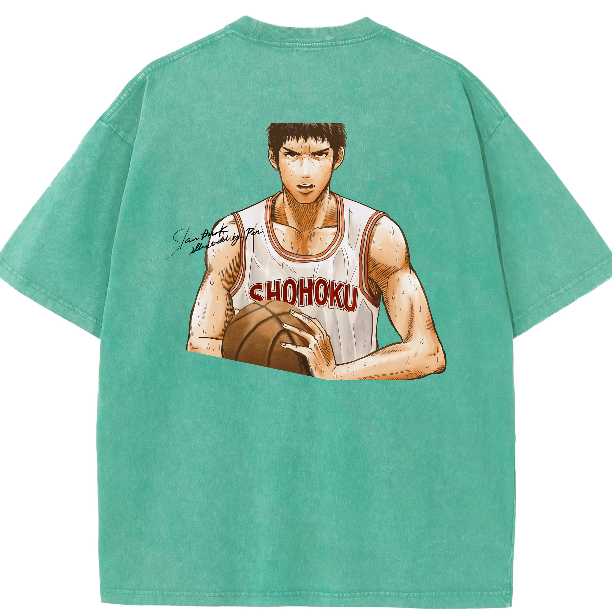 （画像用） SLAM DUNK／スラムダンク 綿100% ヴィンテージ風 半袖Tシャツ（背面プリント）